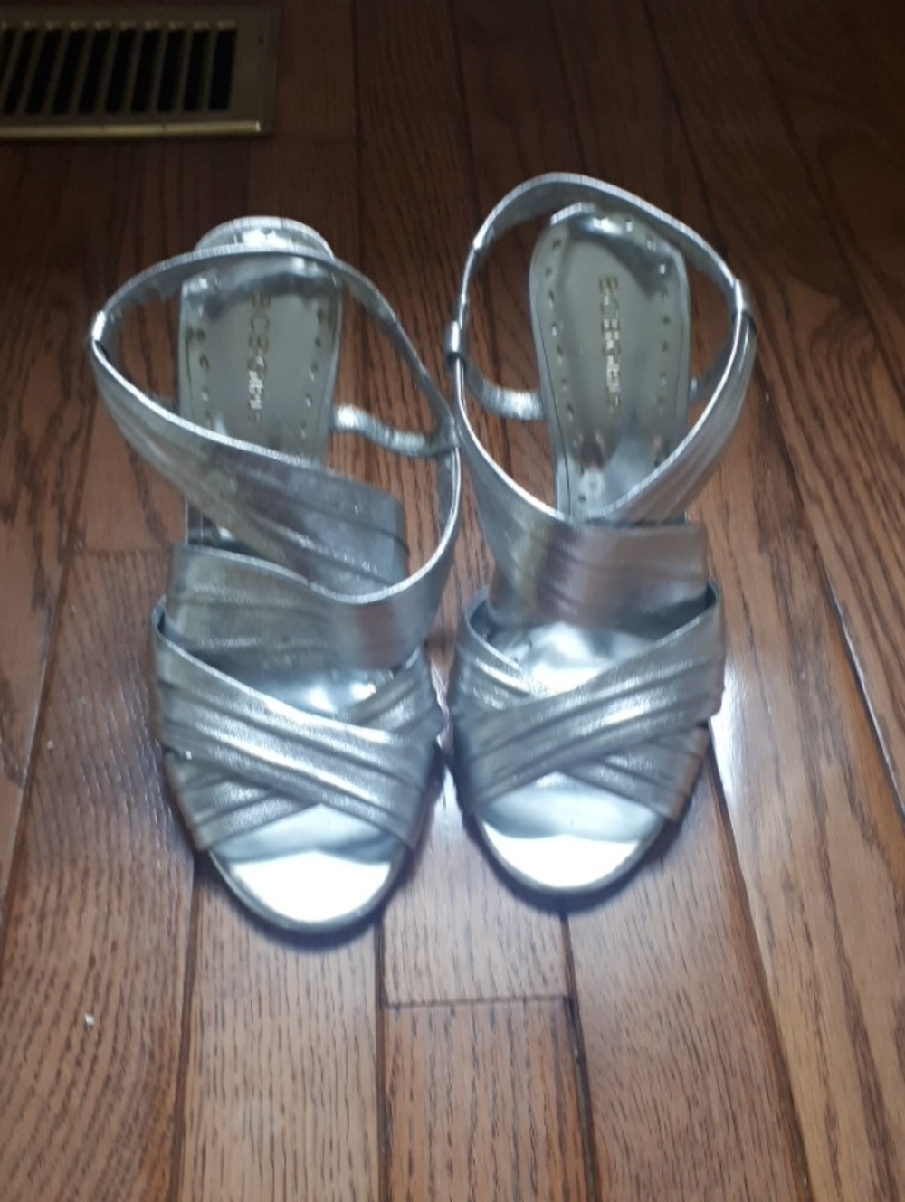BCBGirls Silver Strappy Women's Heeled Sandals